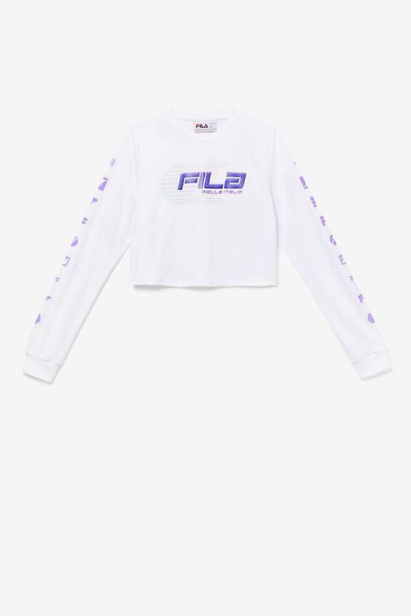 Camisetas Fila Mujer Blancas - Luigia Manga Larga Crop - España 304762ZTJ